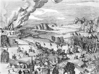 Veduta generale della battaglia di Muhlberg (dettaglio), 24 aprile 1547 da German School